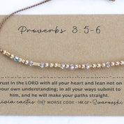 Swarovski Morse Code Bible Bracelet - Dainty 14K Gold & Silver Jewelry by Olivia Cactus