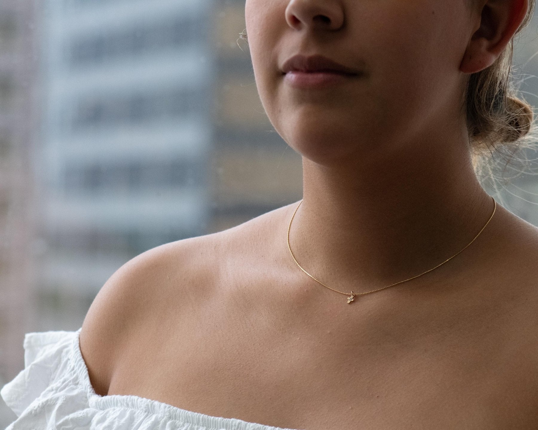 Tiny Cross Spark Necklace - Dainty 14K Gold & Silver Jewelry by Olivia Cactus