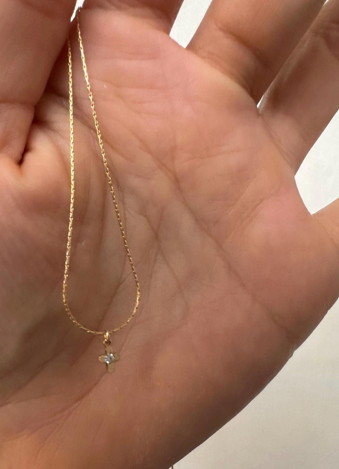 Tiny Cross Spark Necklace - Dainty 14K Gold & Silver Jewelry by Olivia Cactus