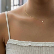 Tiny Cross Spark Necklace - Dainty 14K Gold & Silver Jewelry by Olivia Cactus