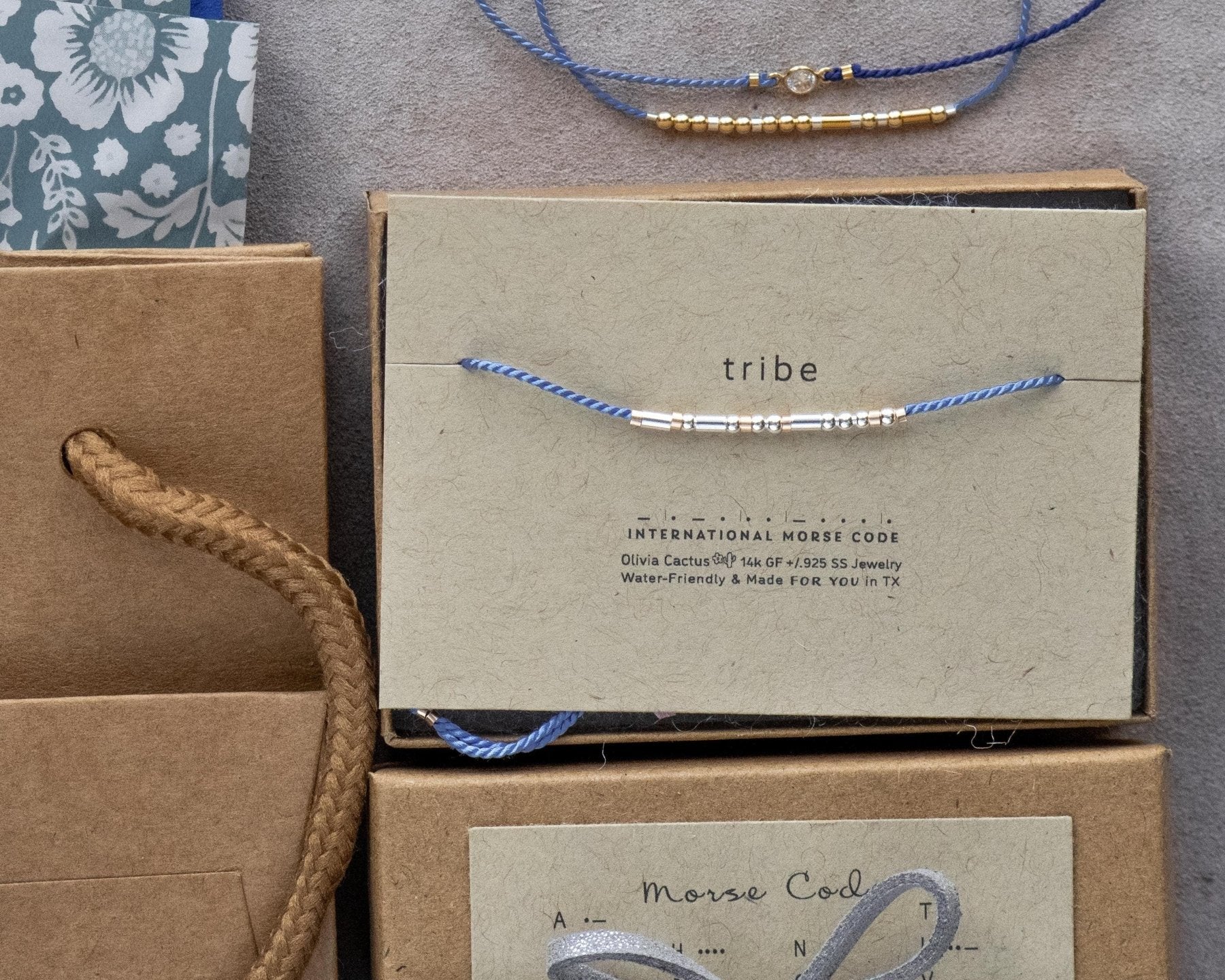 Tribe Morse Bracelet - Dainty 14K Gold & Silver Jewelry by Olivia Cactus