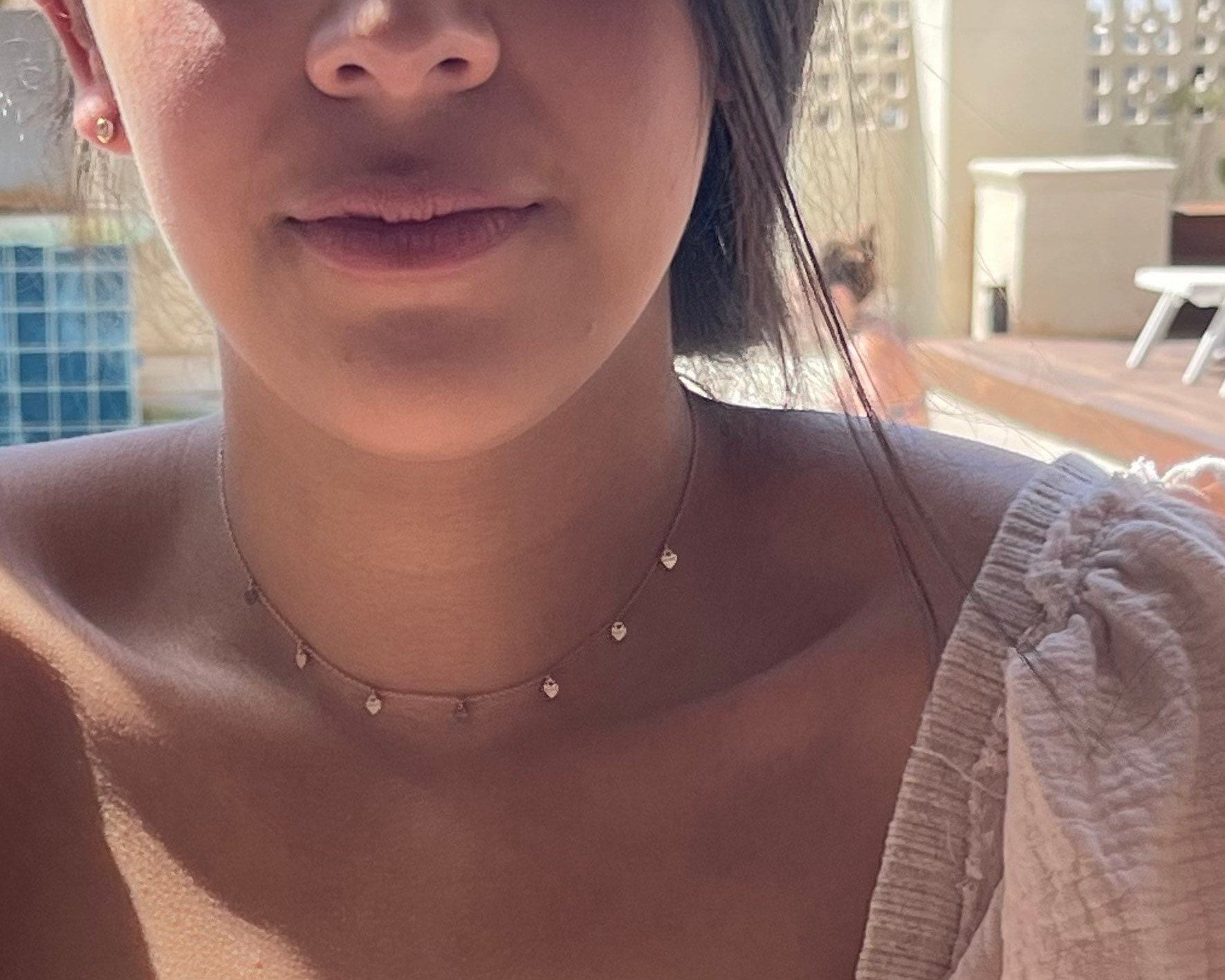 Valentina Tiny Hearts Necklace - Dainty 14K Gold & Silver Jewelry by Olivia Cactus