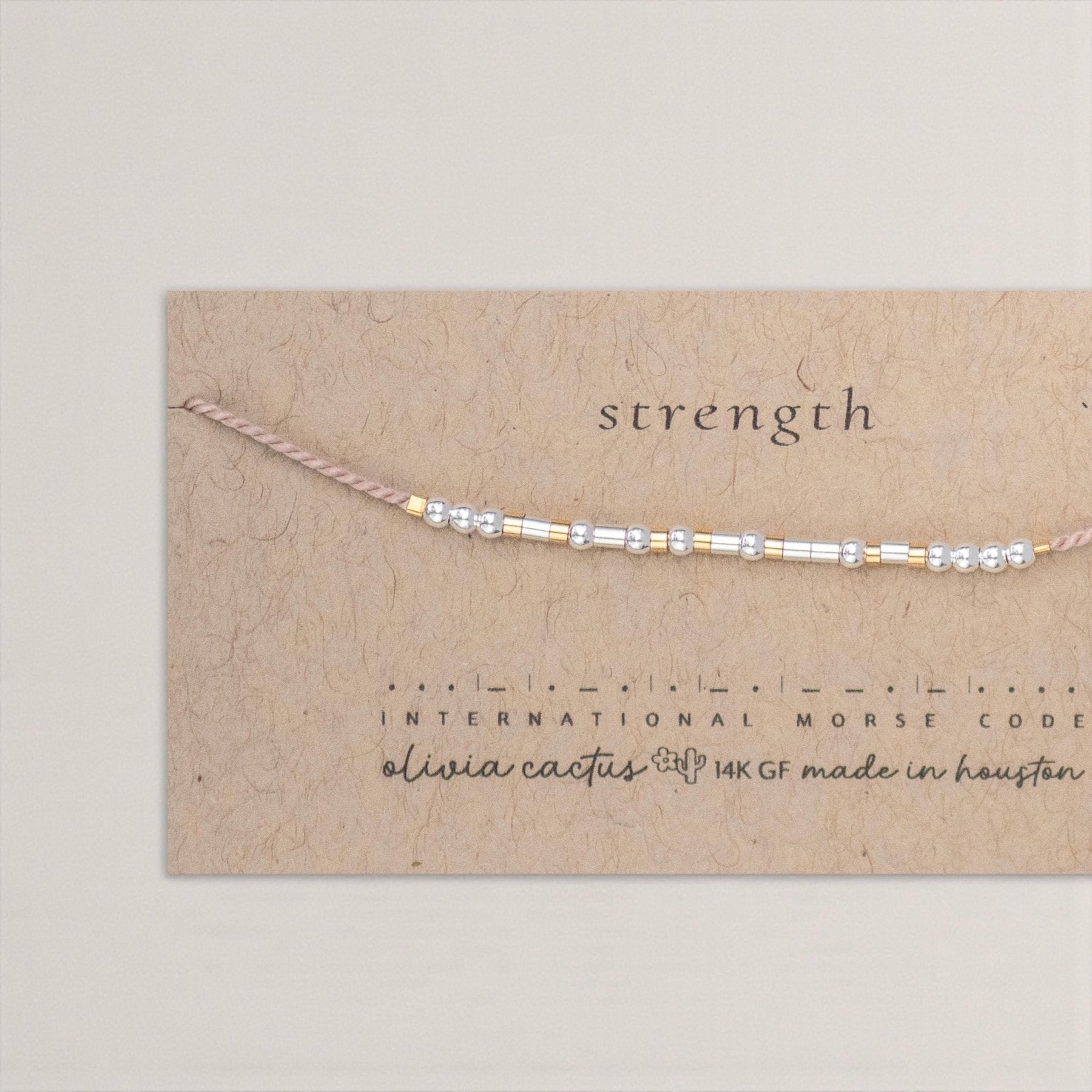Warrior Morse Code Bracelet - Dainty 14K Gold & Silver Jewelry by Olivia Cactus