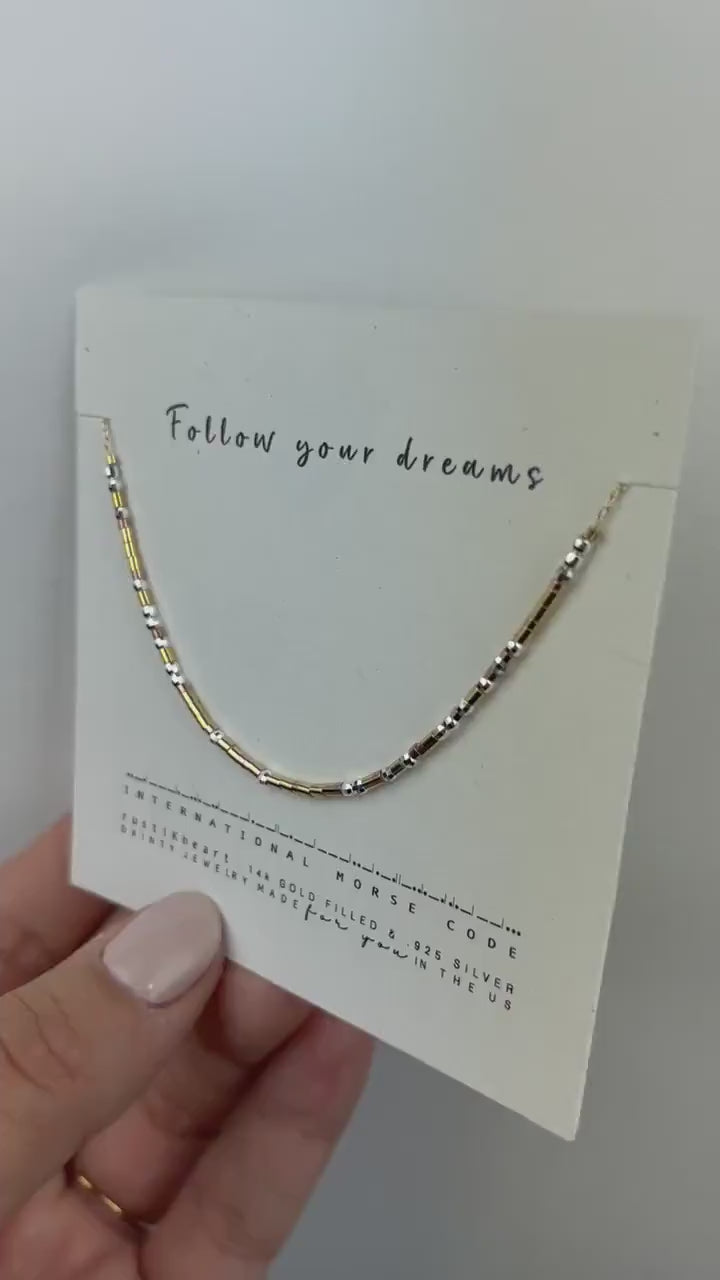 Follow Your Dreams Graduation Gift Necklace Dream Gift Follow Your Dream Necklace Morse Code
