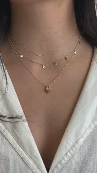 Valentina Tiny Hearts Necklace - Gleaming Tiny Drops Dainty Gold Chain Necklace - Seen on Nasreen Heynasreen • Single Strand 1 Necklace