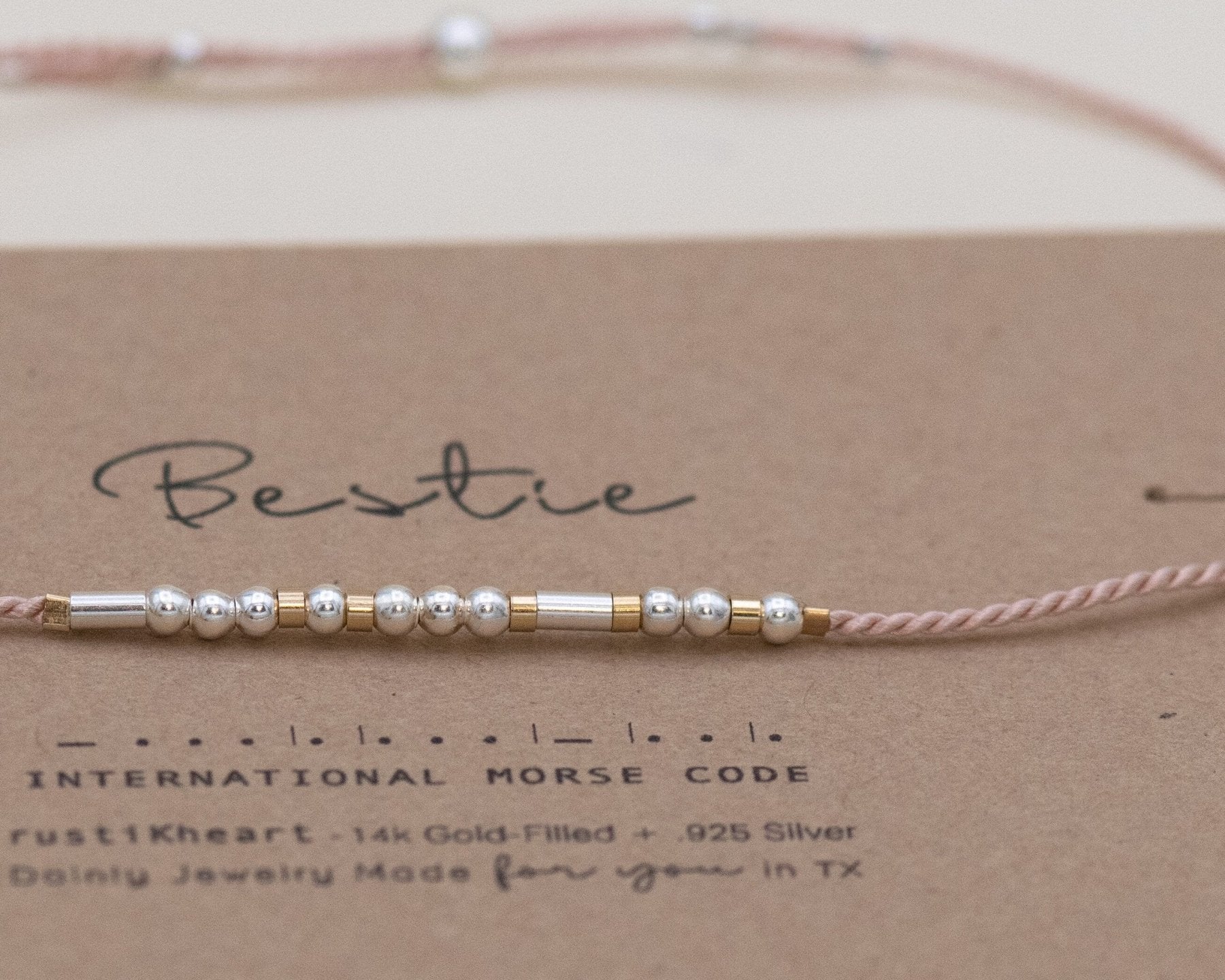 LSU Morse Code Bracelet - Dainty 14K Gold & Silver Jewelry by Olivia Cactus