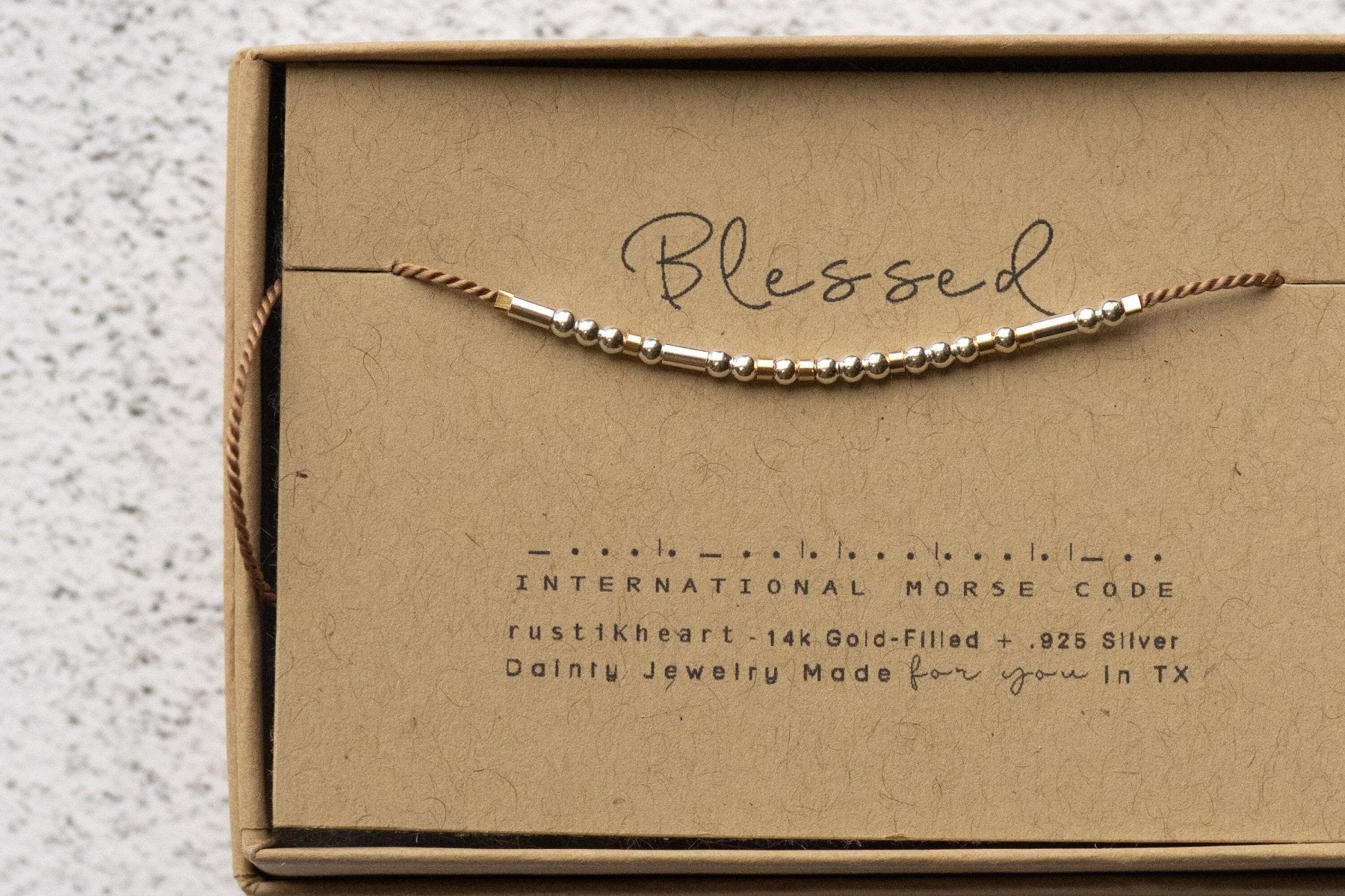 LSU Morse Code Bracelet - Dainty 14K Gold & Silver Jewelry by Olivia Cactus