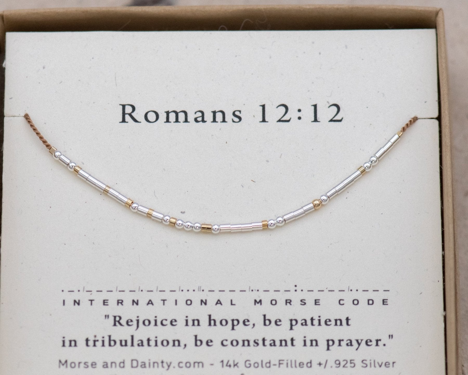 Romans 12:12 Bracelet - Maya - Dainty Morse Code Jewelry by Olivia Cactus